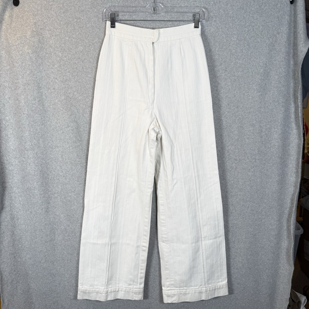 Vintage Sailor Pants Womens 24" White Striped Wide Leg Fit Cc Zipper 60s